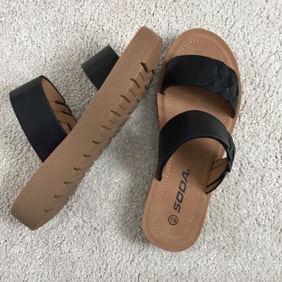 Soda Black Braided Sandals - Picture 4 of 5